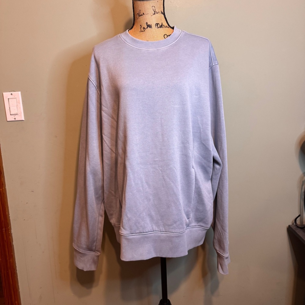 NWT All in Motion Cotton Fleece Crewneck Sweatshirt Light Wash Blue XL